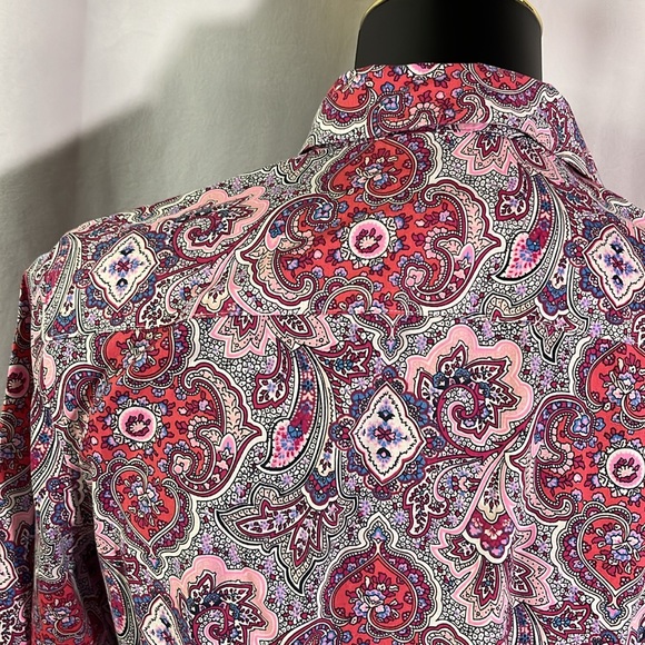 Talbots Pink & Purple Printed Wrinkle Resistant Button Down Shirt - Picture 11 of 16